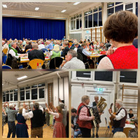Beste Stimmung in der voll besetzten Mehrzweckhalle beim SPD-Törggelen